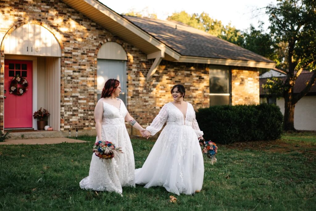 Amber and Hailey intimate home wedding portraits - Hey Love Studio